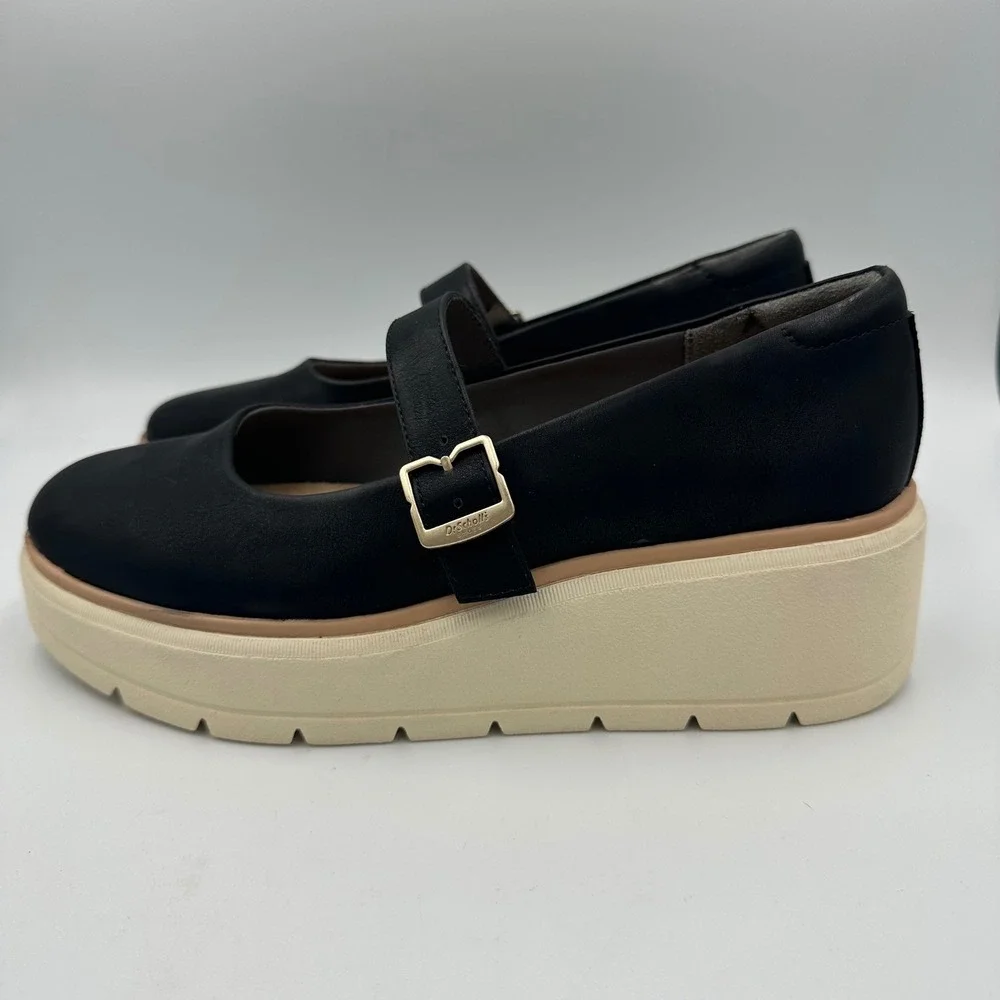Dr. Scholl's Nice Max MJ Mary Jane Black Platform Buckle Loafers Chunky Goth 8.5